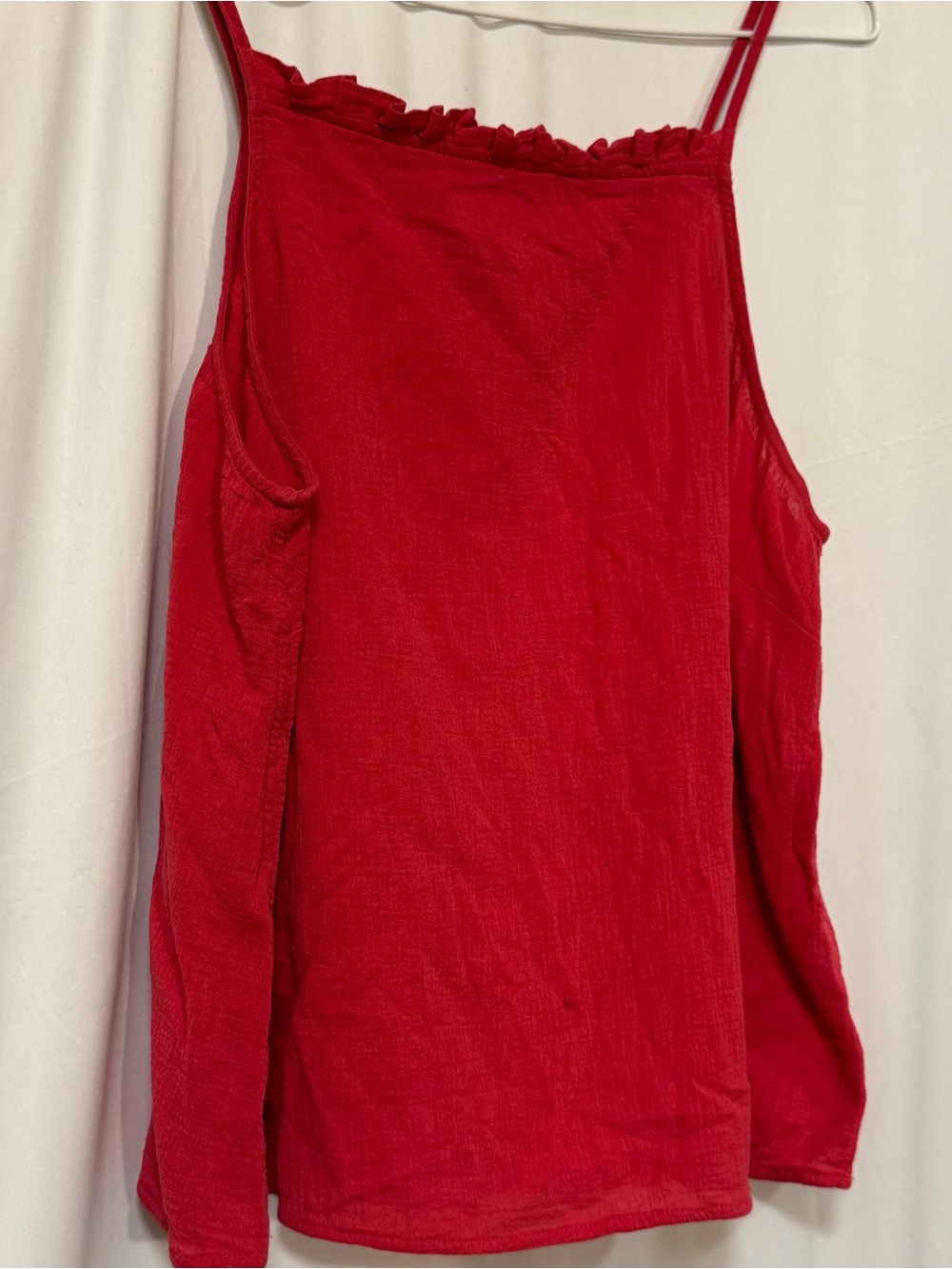 Universal Thread Bright Red Ribbed Cami with Ruffle Neckline - Picture 2 of 7
